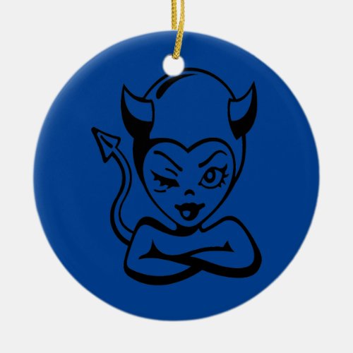 Devil Girl Winking  Ceramic Ornament