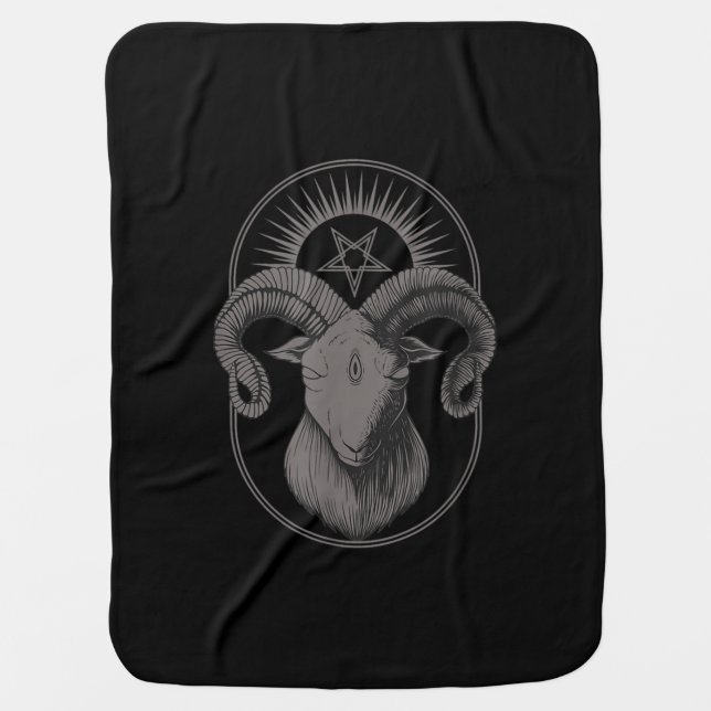 Devil Goat Pentagram Baphomet Satan Occult Satan Baby Blanket (Front)