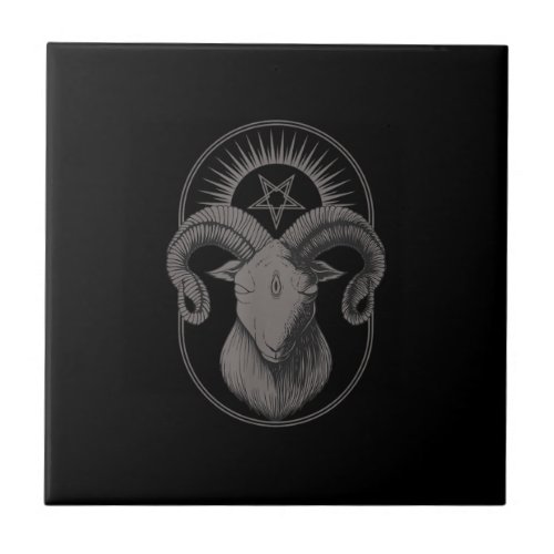 Devil Goat Pentagram Baphomet Satan Occult Satan Ceramic Tile