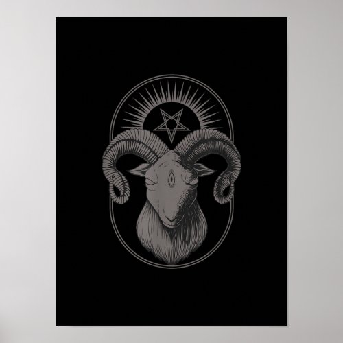 Devil Goat Pentagram Baphomet Satan Occult Satan Poster