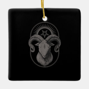 Devil Goat Pentagram Baphomet Satan Occult Satanic Ceramic Ornament