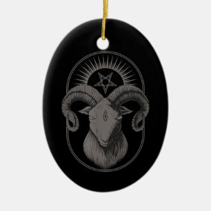 Devil Goat Pentagram Baphomet Satan Occult Satanic Ceramic Ornament
