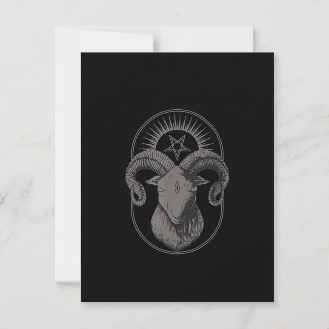 Devil Goat Pentagram Baphomet Satan Occult Satanic Invitation (Front)