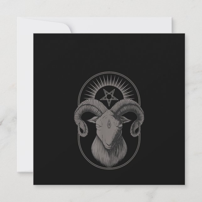 Devil Goat Pentagram Baphomet Satan Occult Satanic Invitation (Front)