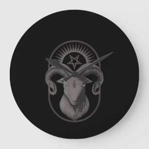 Devil Goat Pentagram Baphomet Satan Occult Satanic Large Clock