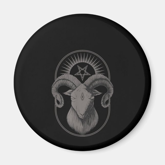 Devil Goat Pentagram Baphomet Satan Occult Satanic Magnet (Front)