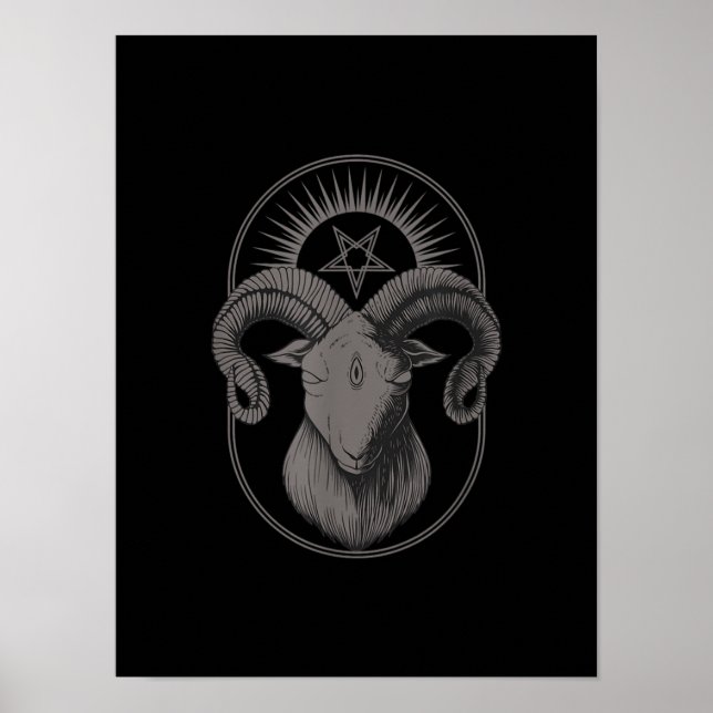 Devil Goat Pentagram Baphomet Satan Occult Satanic Poster (Front)