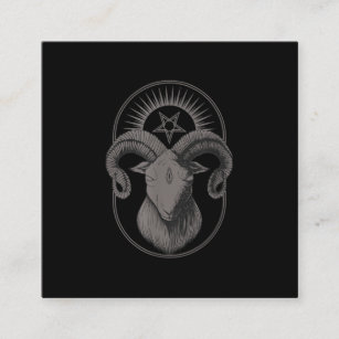 Devil Goat Pentagram Baphomet Satan Occult Satanic Square Business Card