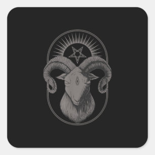Devil Goat Pentagram Baphomet Satan Occult Satanic Square Sticker