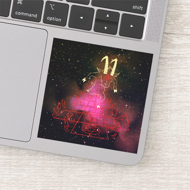 Devil Goat Playing Halloween Gift For Satan Lover  Sticker (Detail)