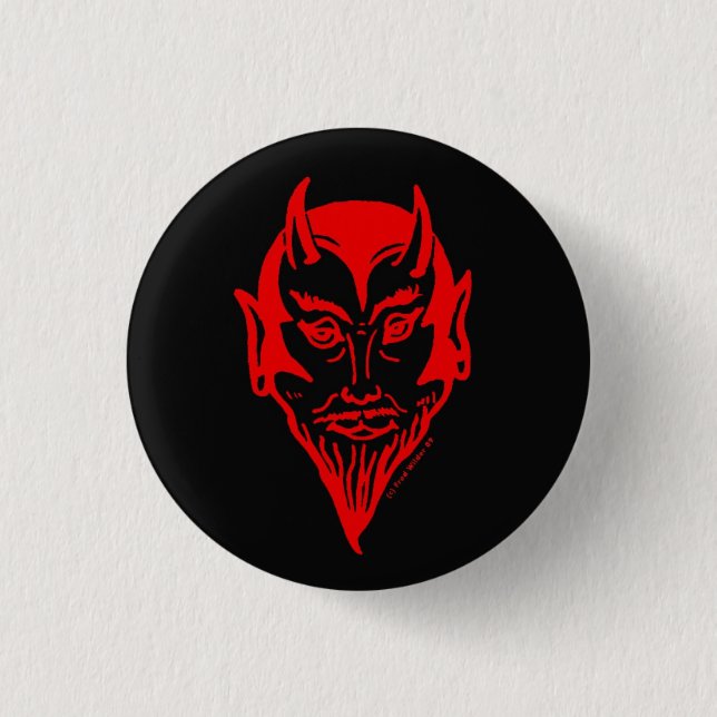 Devil Head Red&Black Pinback Button (Front)
