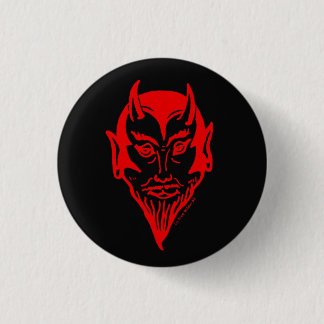 Devil Head Red&Black Pinback Button