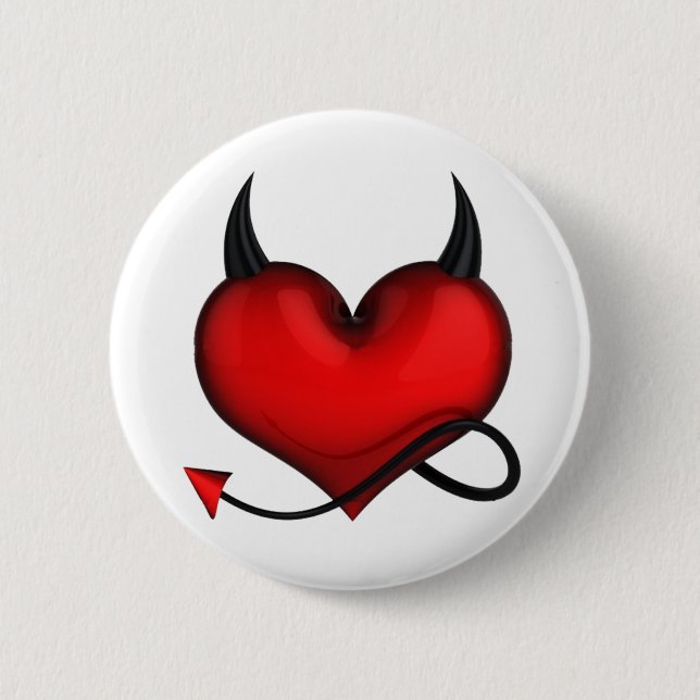 Devil heart swipes in pinback button (Front)