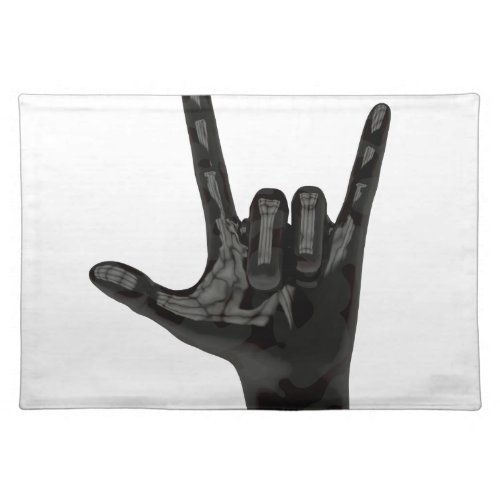 devil horns hand cloth placemat