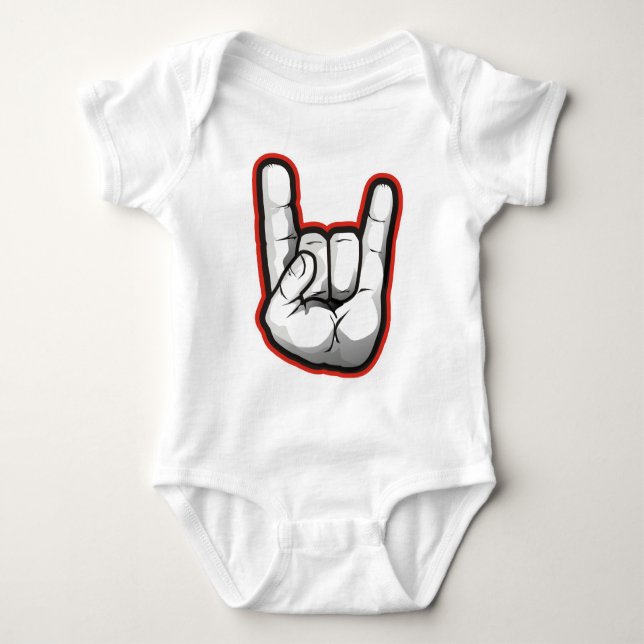 Devil Horns Hand Gesture Baby Bodysuit (Front)