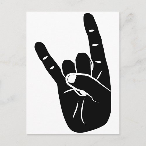 Devil Horns sign language pictogram for rock music Postcard