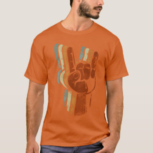 Devil horns Sign Retro Metal Fork Rock Hand vintag T-Shirt
