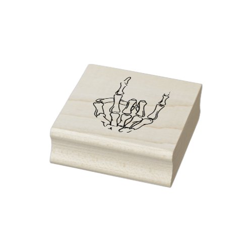 devil horns skeleton hands heavy metal music rubber stamp