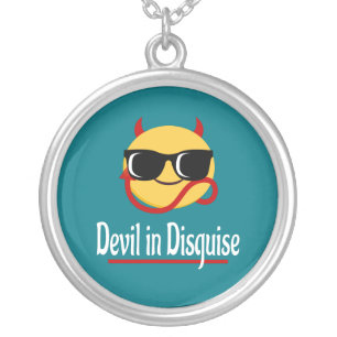 devil in disguise Emoji Hot Trendy Funny white Silver Plated Necklace