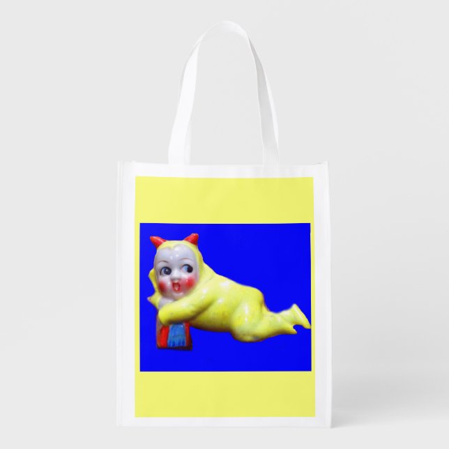 devil-ish little imp print reusable grocery bag (Front)