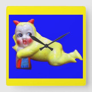 devil-ish little imp square wall clock
