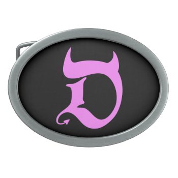 Devil (pink Print) Oval Belt Buckle by andersARTshop at Zazzle