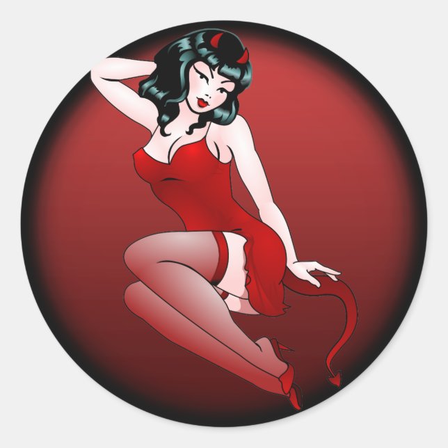 Devil Pinup Stickers Halloween Pinup Girl Sticker (Front)