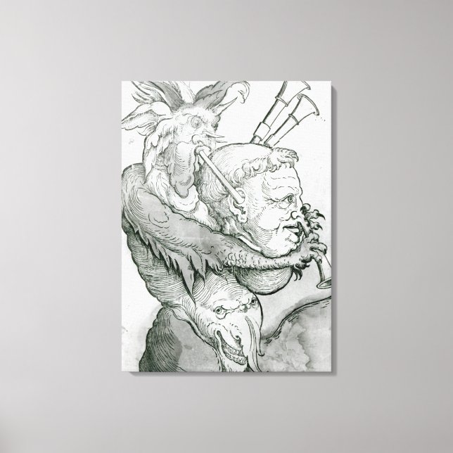 Devil Playing Man's Head as a Saxophone, 1144 Canvas Print (Front)