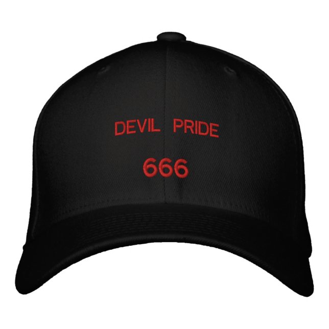 DEVIL PRIDE, 666 EMBROIDERED BASEBALL HAT (Front)