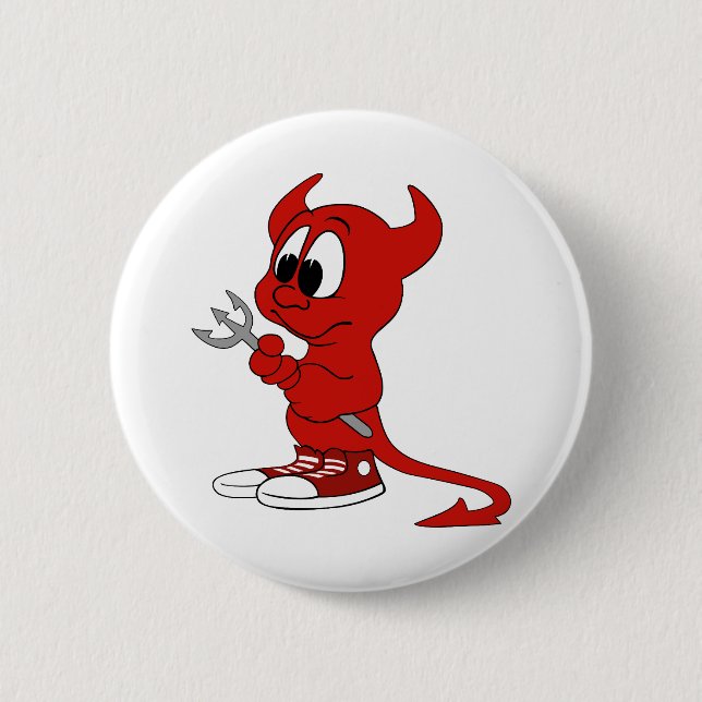 Devil Red Demon Cartoon Satan Evil Hell Heat Button (Front)
