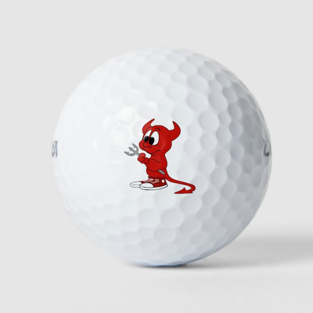 Devil Red Demon Cartoon Satan Evil Hell Heat Golf Balls (Front)
