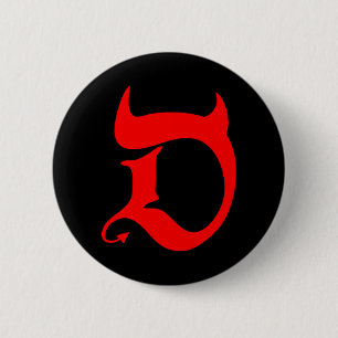 Devil (red print / black) pinback button