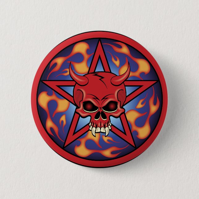 Devil Skull Pinback Button (Front)