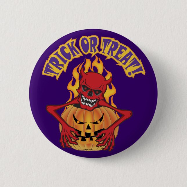 Devil Skull Pinback Button (Front)
