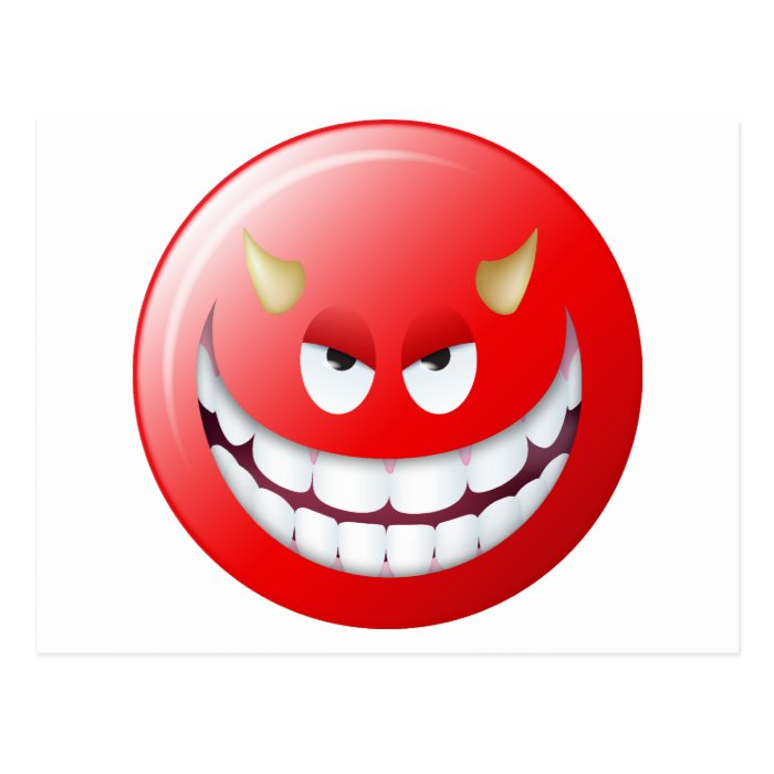 Devil Smiley Face 2 Post Cards