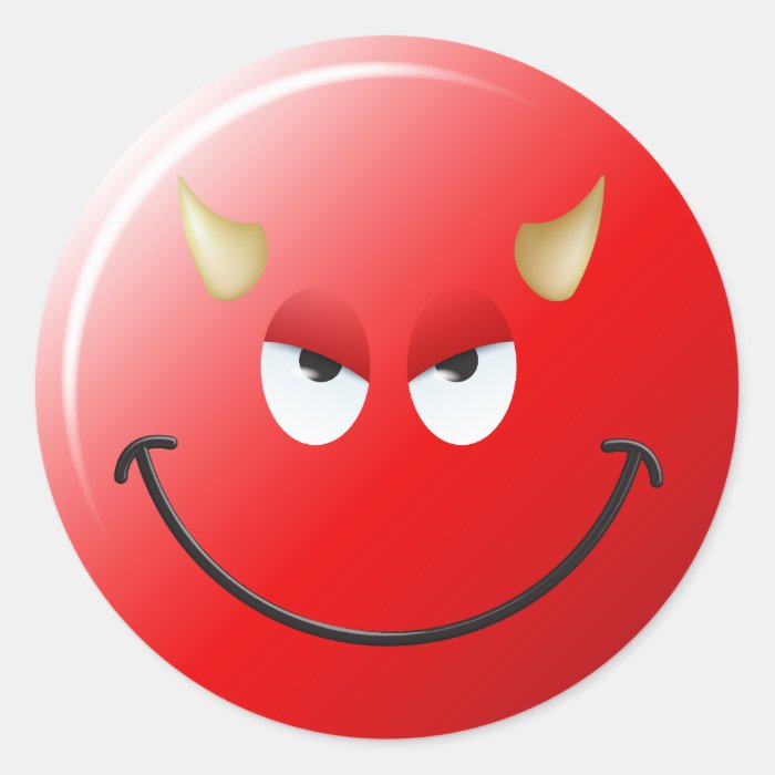 Devil Smiley Face Classic Round Sticker | Zazzle