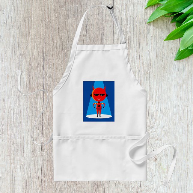 Devil Superhero Character Bold Red and Blue  Adult Apron (Creator Uploaded)