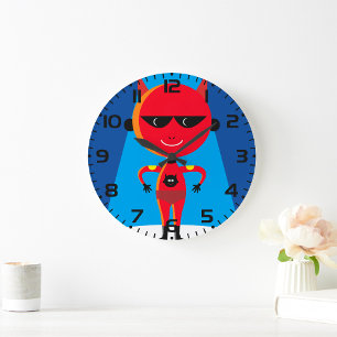 Devil Superhero Character Bold Red and Blue Large Clock
