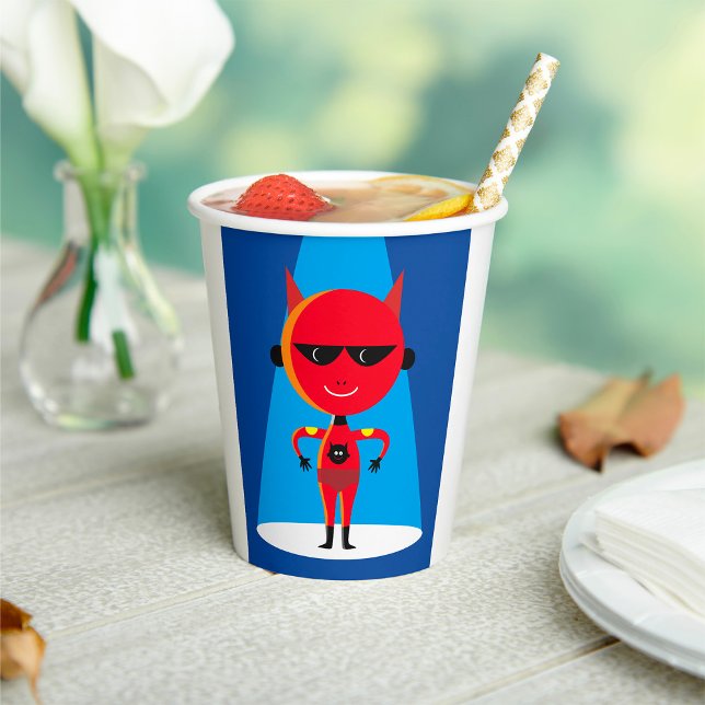 Devil Superhero Character Bold Red and Blue  Paper Cups (Creator Uploaded)