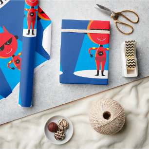 Devil Superhero Character Bold Red and Blue Wrapping Paper