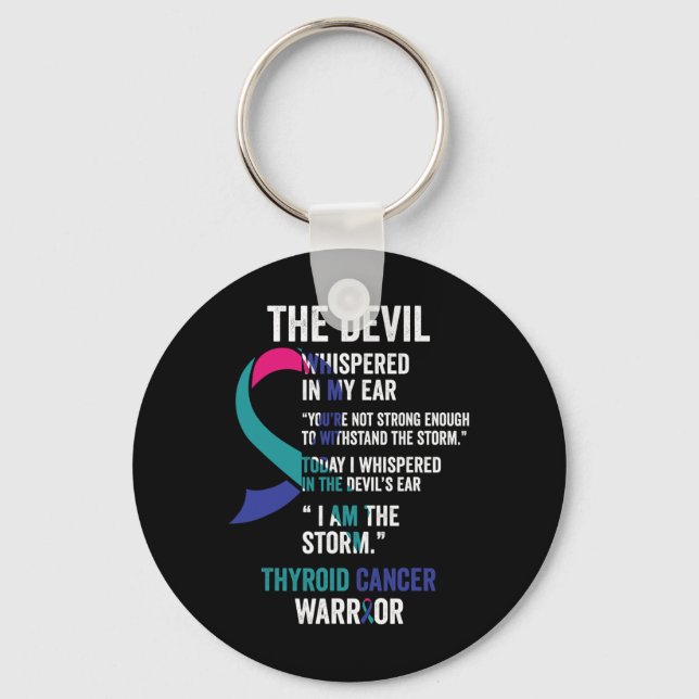 Devil- Thyroid Cancer Awareness Support Ribbon  Keychain (Front)