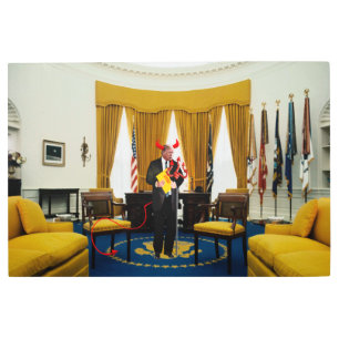 Devil Trump Stealing Documents Metal Wall Art