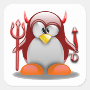 Devil Tux (Linux Tux) Square Sticker