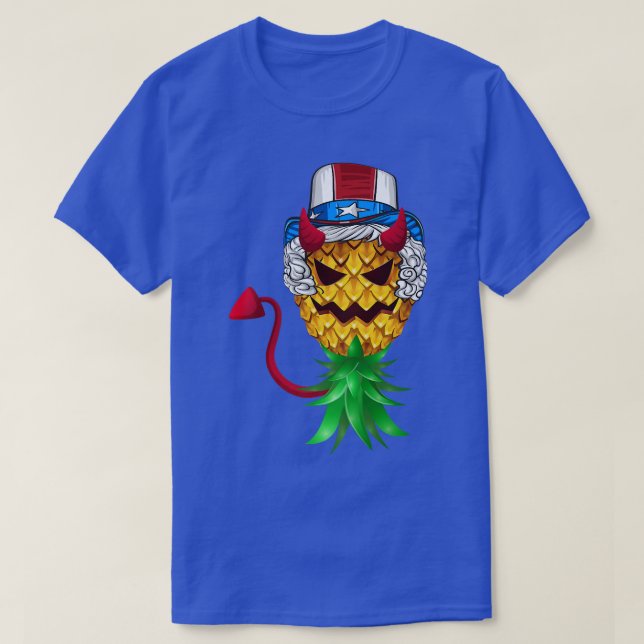Devil Uncle Sam Hat Upside Down Pineapple 4th Of J T-Shirt (Design Front)