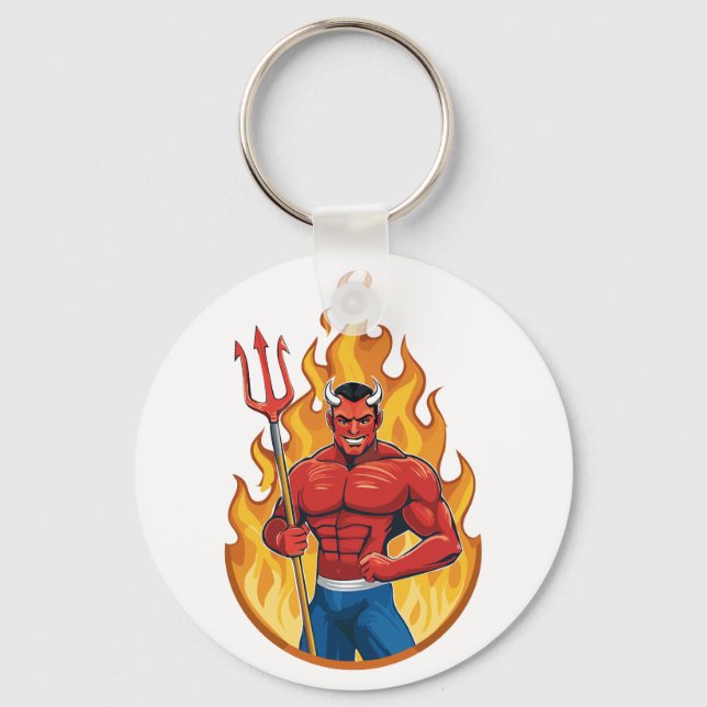 Devil with trident keychain (Front)