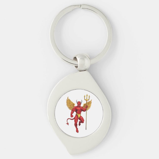 Devil with trident keychain (Front)