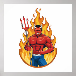 Devil with trident poster