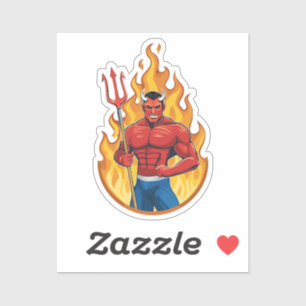 Devil with trident sticker