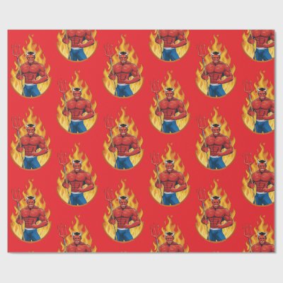Devil with trident wrapping paper