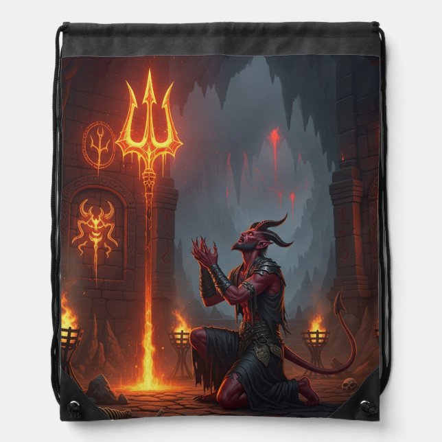 Devil Worship Trident Drawstring Bag (Front)